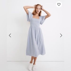 Madewell Linen Blend Lucie Smocked Midi Dress